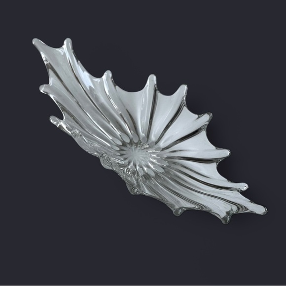 VINTAGE MCM Clear Pulled Glass Bowl Heavyweight Art Glass Unsigned - Picture 2 of 14